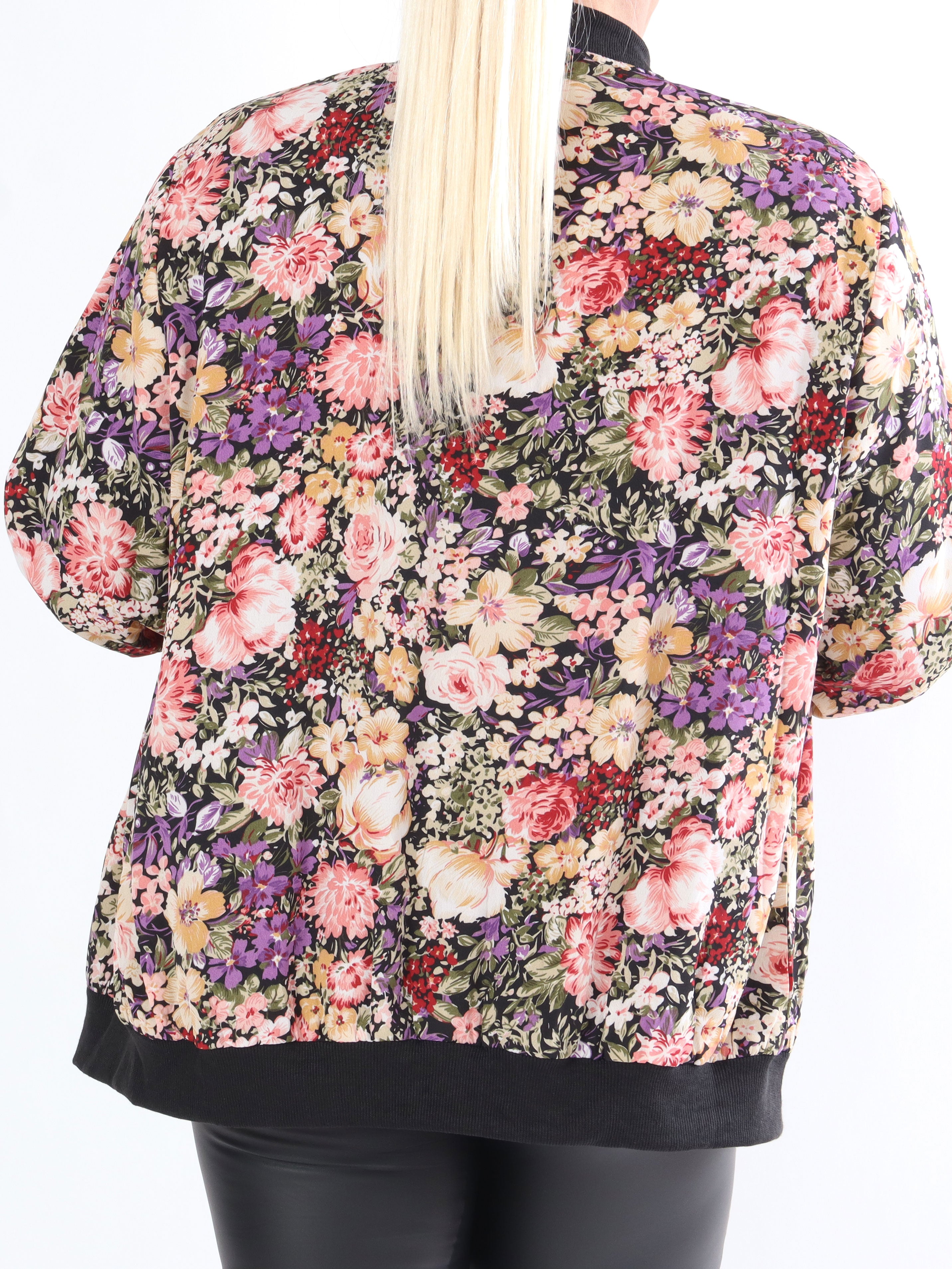 Cecilie - Flerfarvet blomstret jakke